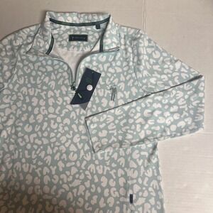NWT William Murray Golf Women's SMALL Green Geometric 1/4 Zip Pullover Shirt